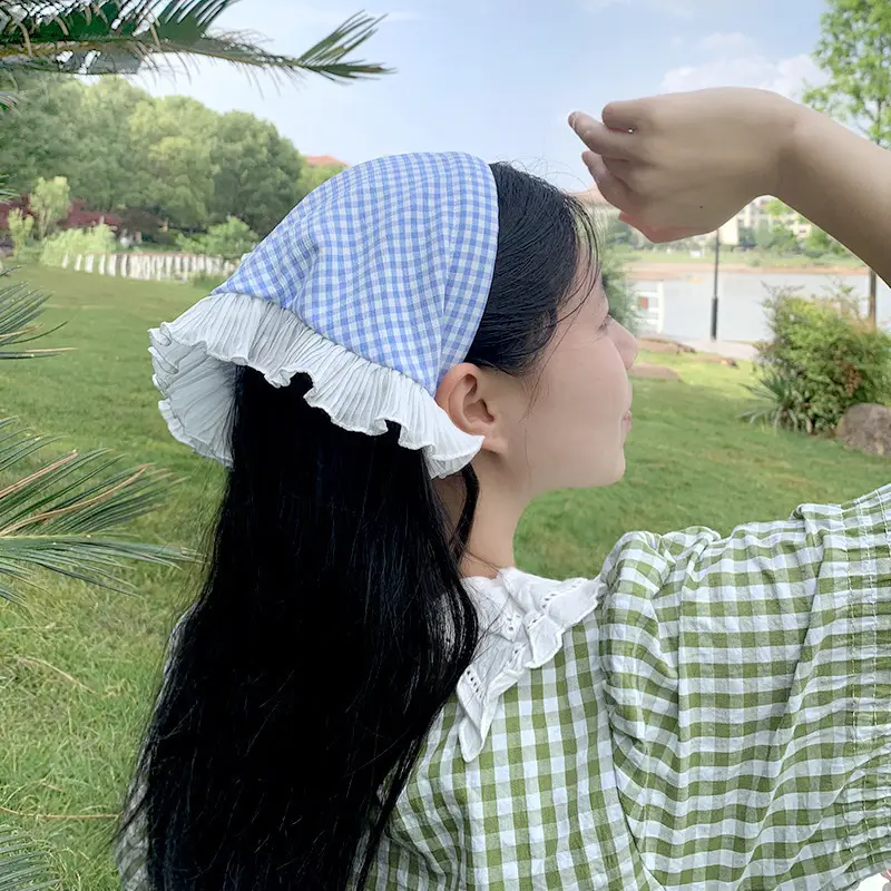 Blue-Plaid Headband