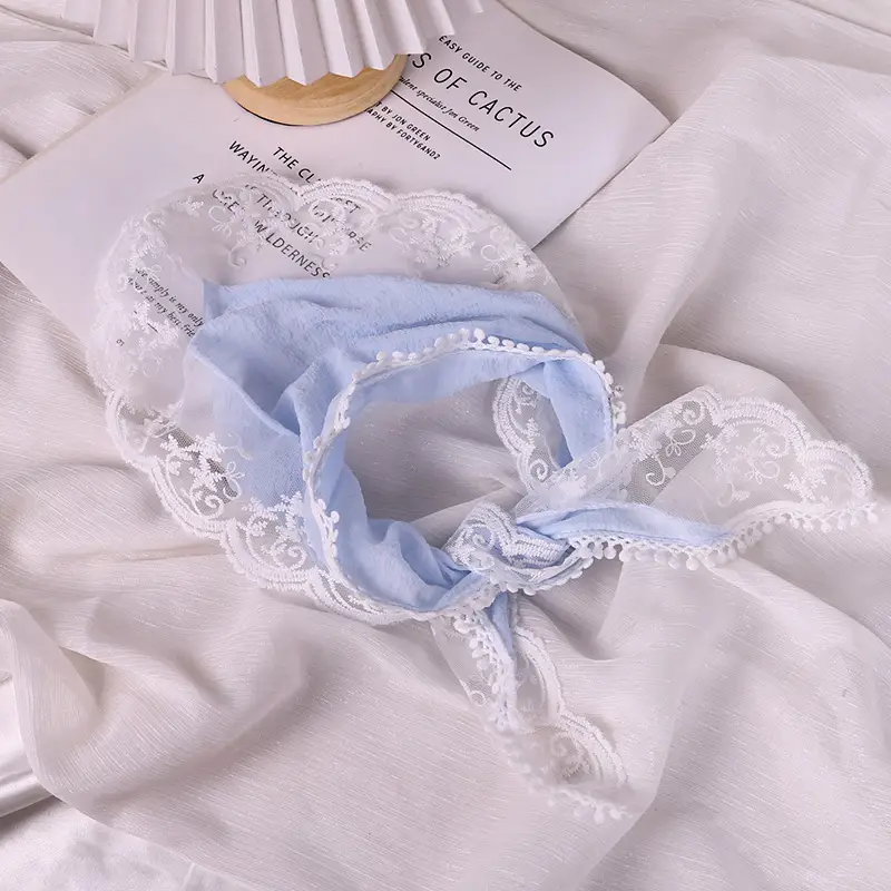 French Knitted Hollow Headscarf Women's Pink Blue 2025 - Image 3
