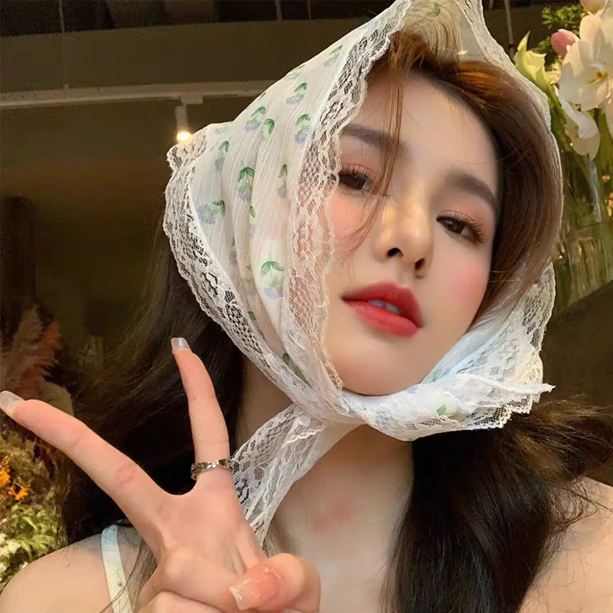 French Knitted Hollow Headscarf Women's Pink Blue 2025 - Image 48