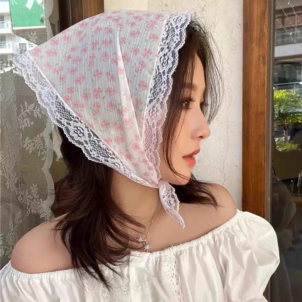 French Knitted Hollow Headscarf Women's Pink Blue 2025 - Image 49