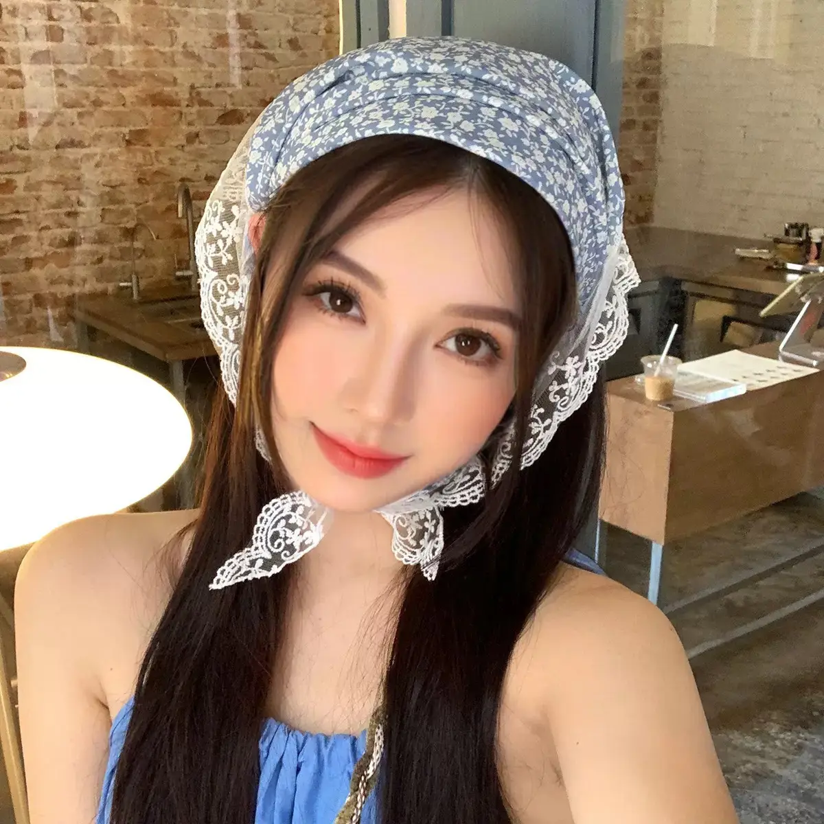 French Knitted Hollow Headscarf Women's Pink Blue 2025 - Image 53