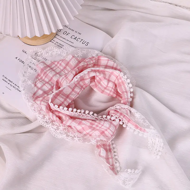 French Knitted Hollow Headscarf Women's Pink Blue 2025 - Image 6