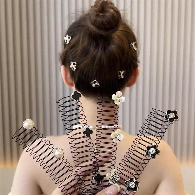 Women's Gold Pearl Hair Clips 20cm Broken Hair Hoop - Image 8