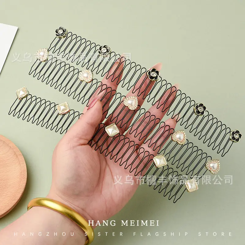 Women's Gold Pearl Hair Clips 20cm Broken Hair Hoop - Image 9