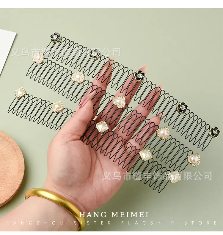 Women's Gold Pearl Hair Clips 20cm Broken Hair Hoop — feature 3
