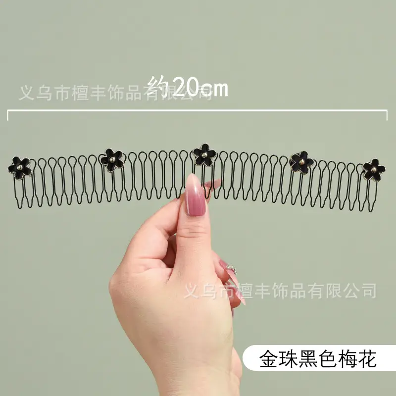 Women's Gold Pearl Hair Clips 20cm Broken Hair Hoop - Image 2