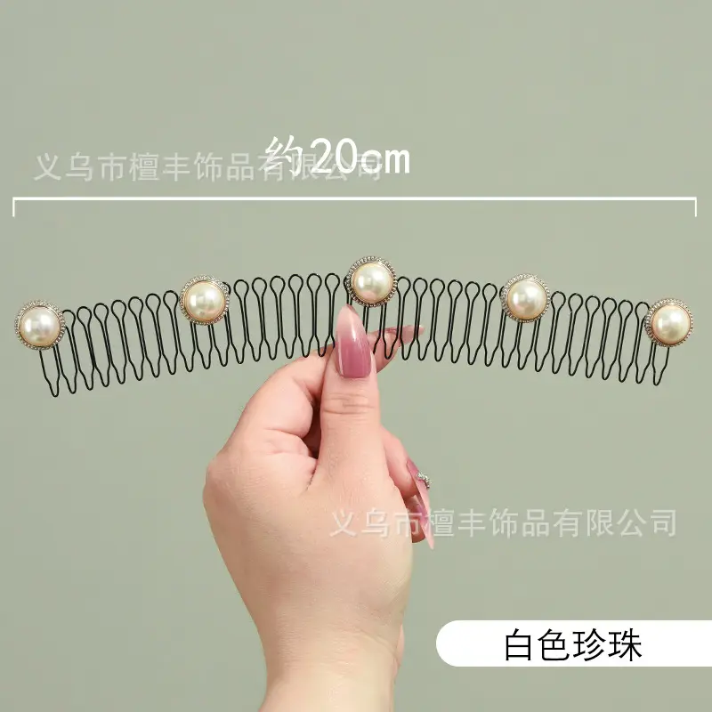 Women's Gold Pearl Hair Clips 20cm Broken Hair Hoop - Image 7