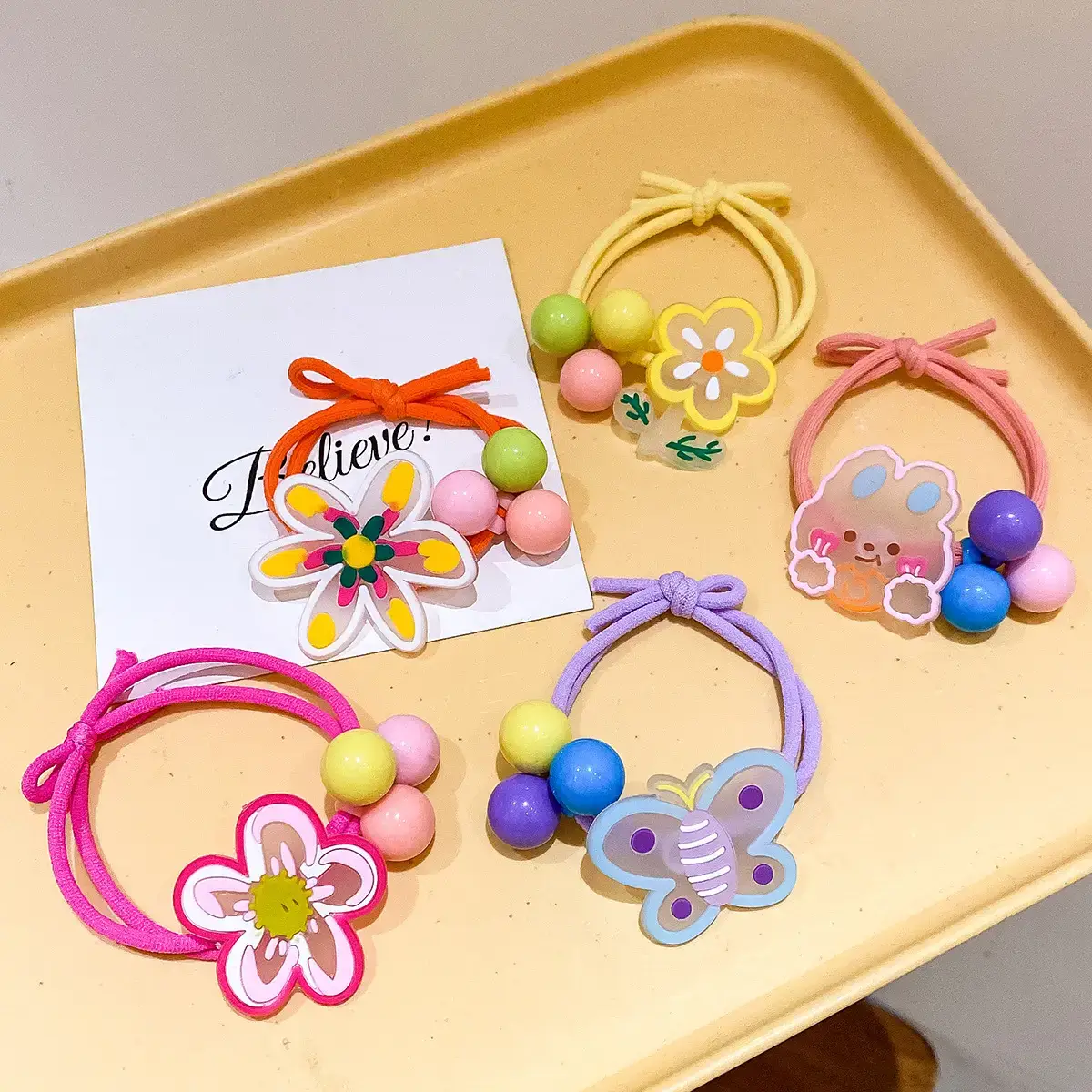 Cute Flower Hair Band for Girls Yellow Rubber - Image 12