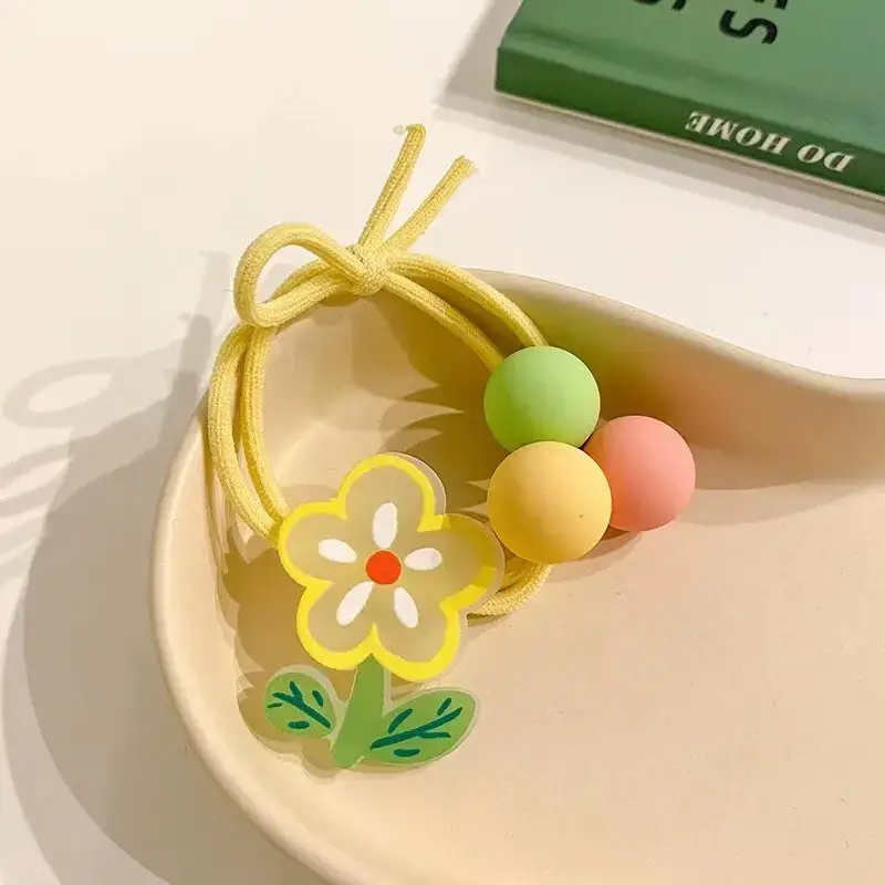 Cute Flower Hair Band for Girls Yellow Rubber — feature 40