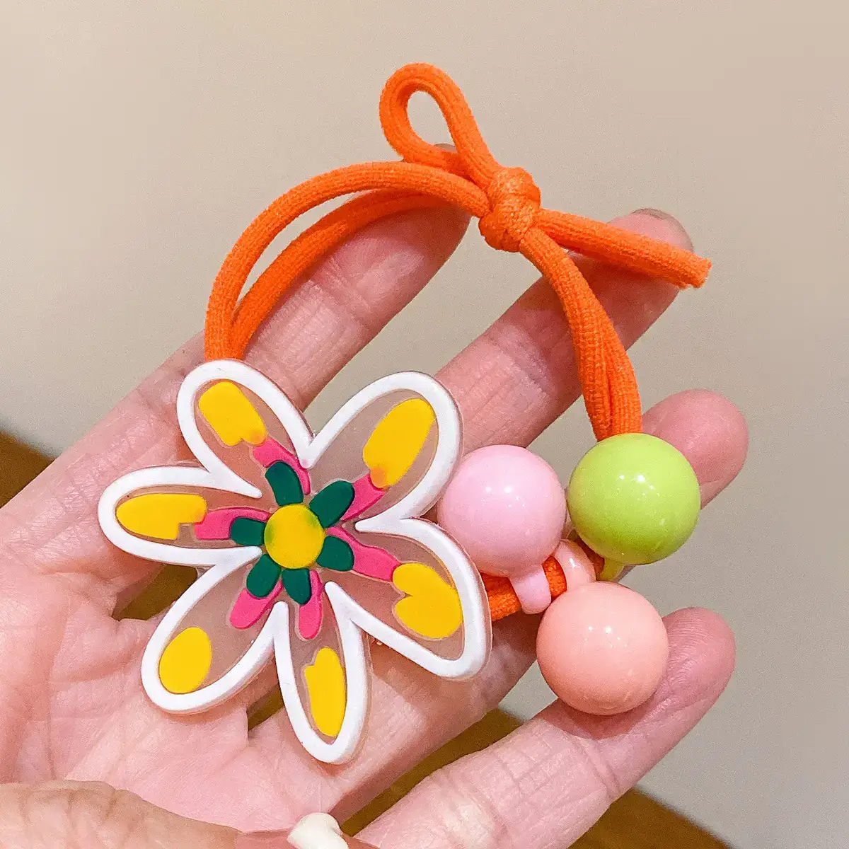 Cute Flower Hair Band for Girls Yellow Rubber - Image 3