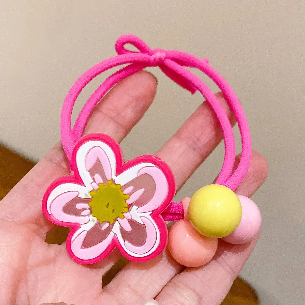 Cute Flower Hair Band for Girls Yellow Rubber - Image 5