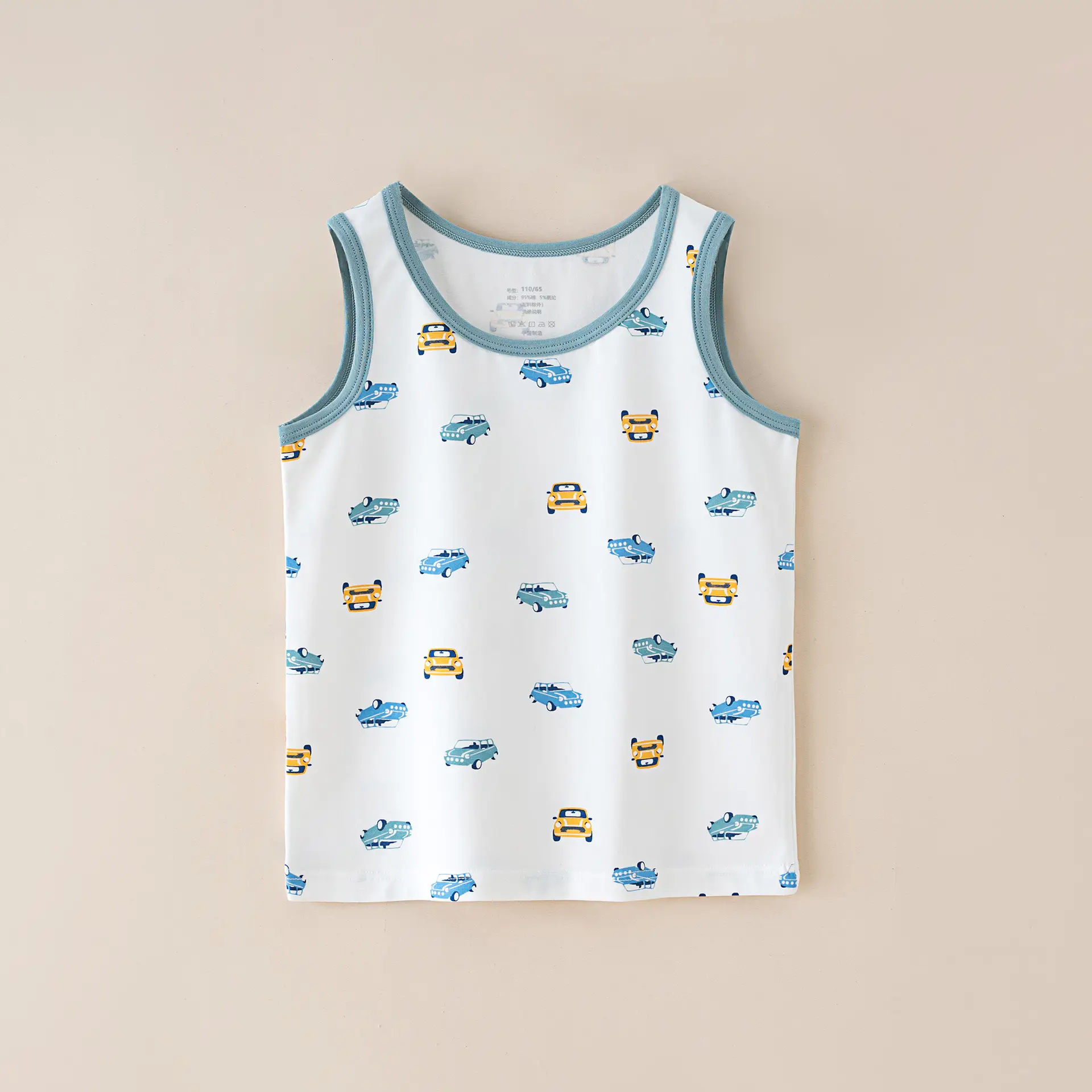 Children's Sleeveless Cotton Vest Cartoon Train Orange - Image 4