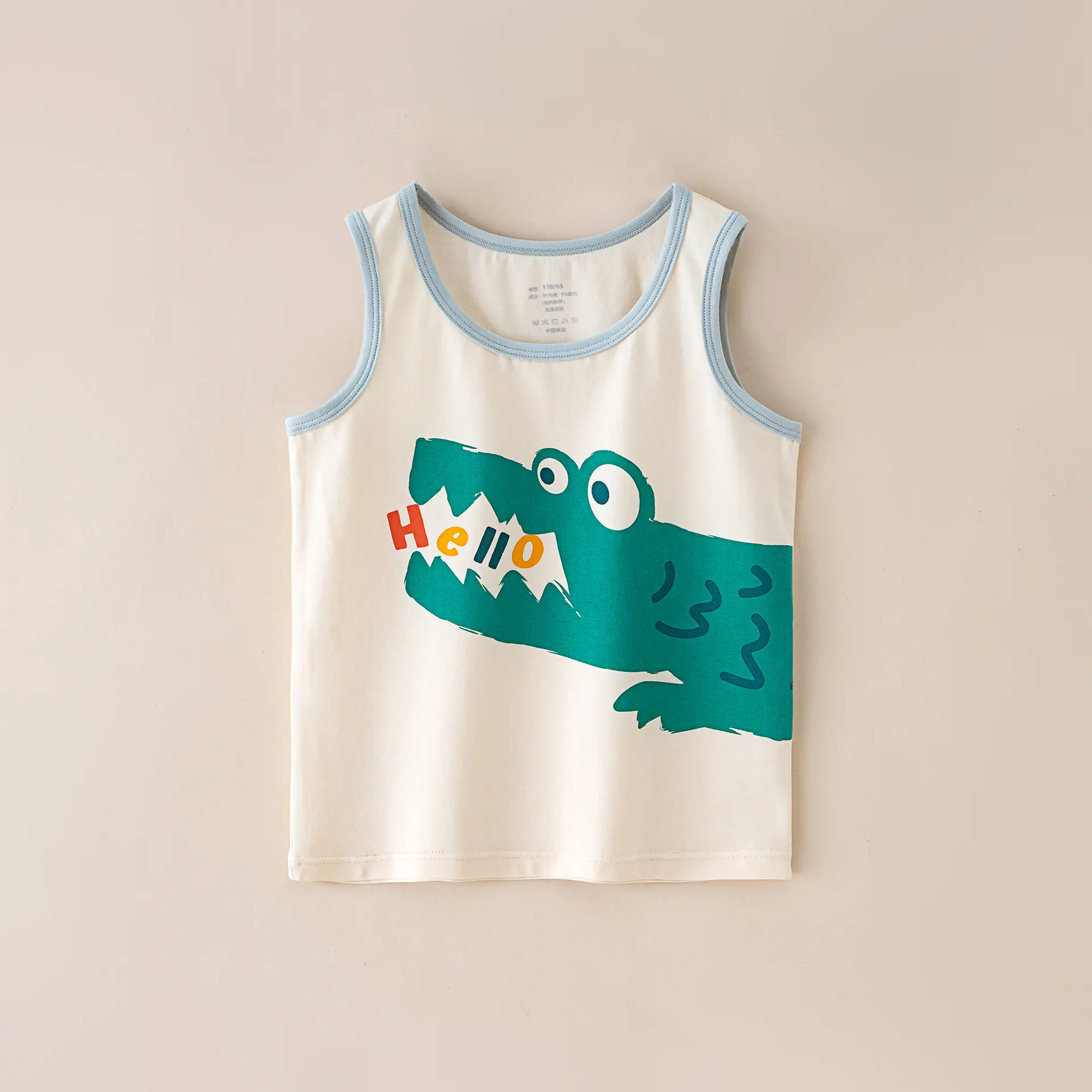 Children's Sleeveless Cotton Vest Cartoon Train Orange - Image 6