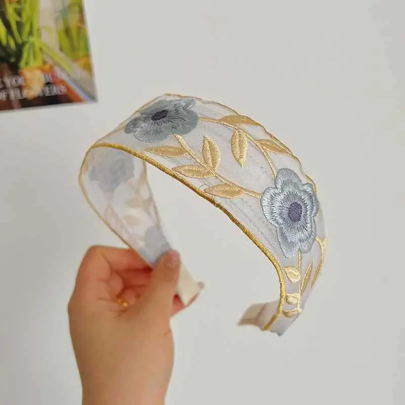 Chinese Embroidered Flower Headband for Women