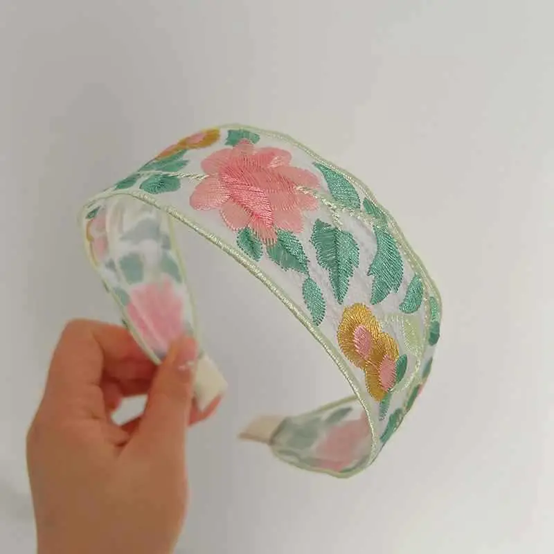 Chinese Embroidered Flower Headband for Women