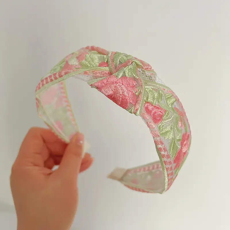 Chinese Embroidered Flower Headband for Women