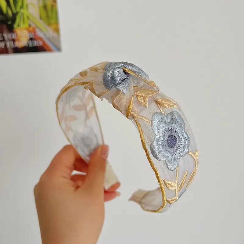 Chinese Embroidered Flower Headband for Women