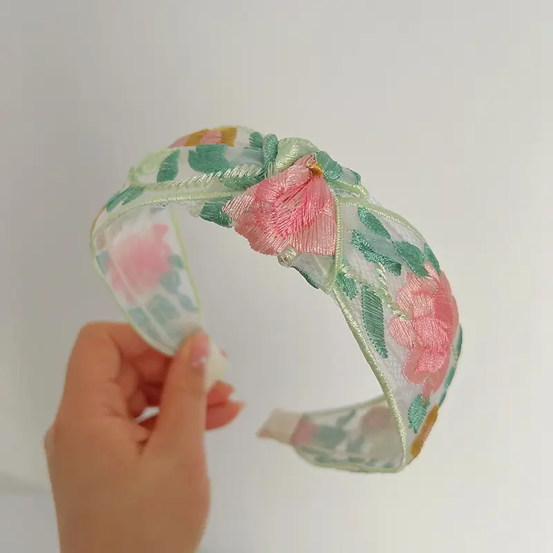 Chinese Embroidered Flower Headband for Women
