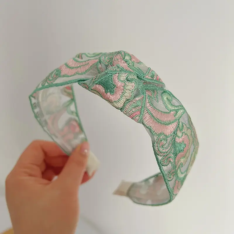 Chinese Embroidered Flower Headband for Women