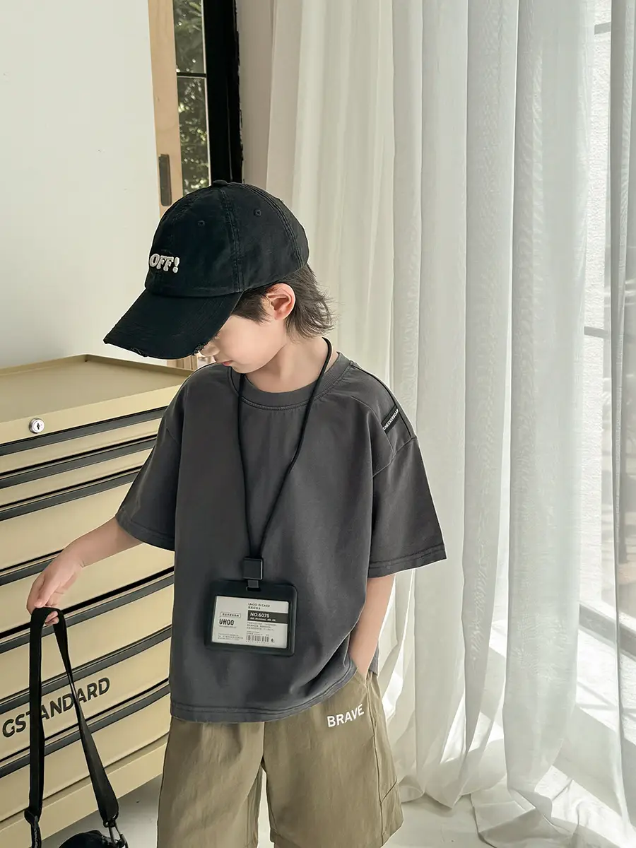 Kids Pure Cotton Vintage T-Shirt Purple Boys Summer Wear - Image 6