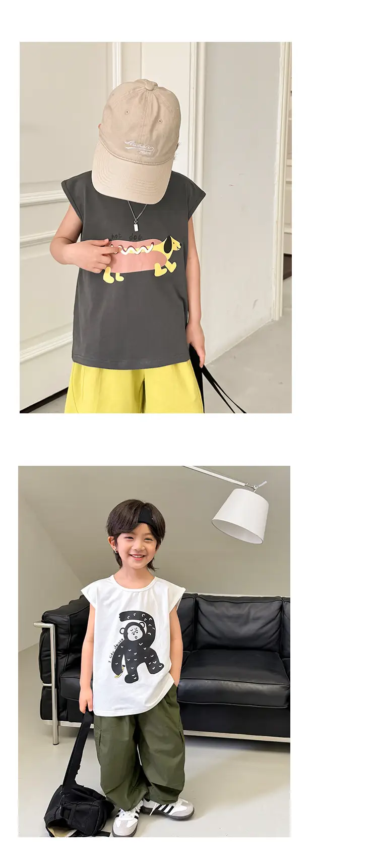 Kids Sleeveless Vest T-Shirt Korean Style Cartoon Print Orange — feature 11