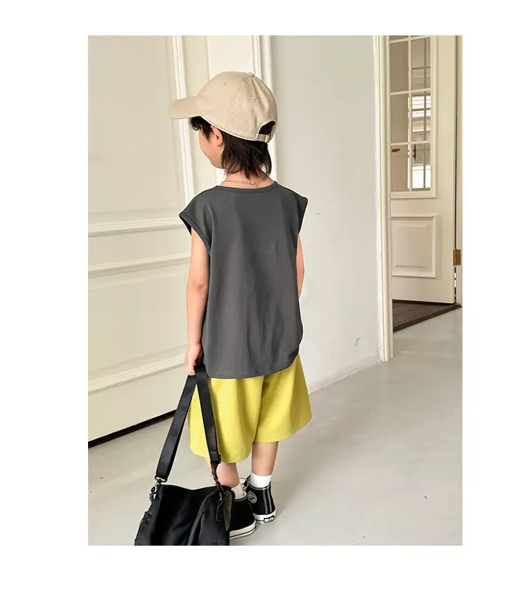Kids Sleeveless Vest T-Shirt Korean Style Cartoon Print Orange — feature 14