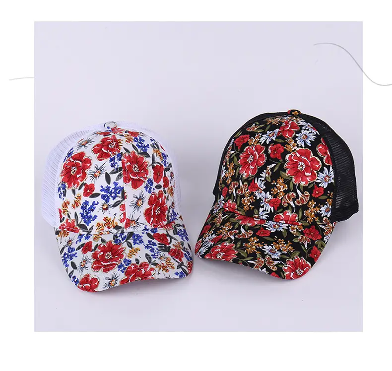 Floral Mesh Baseball Cap Retro Casual Sunhat — feature 34