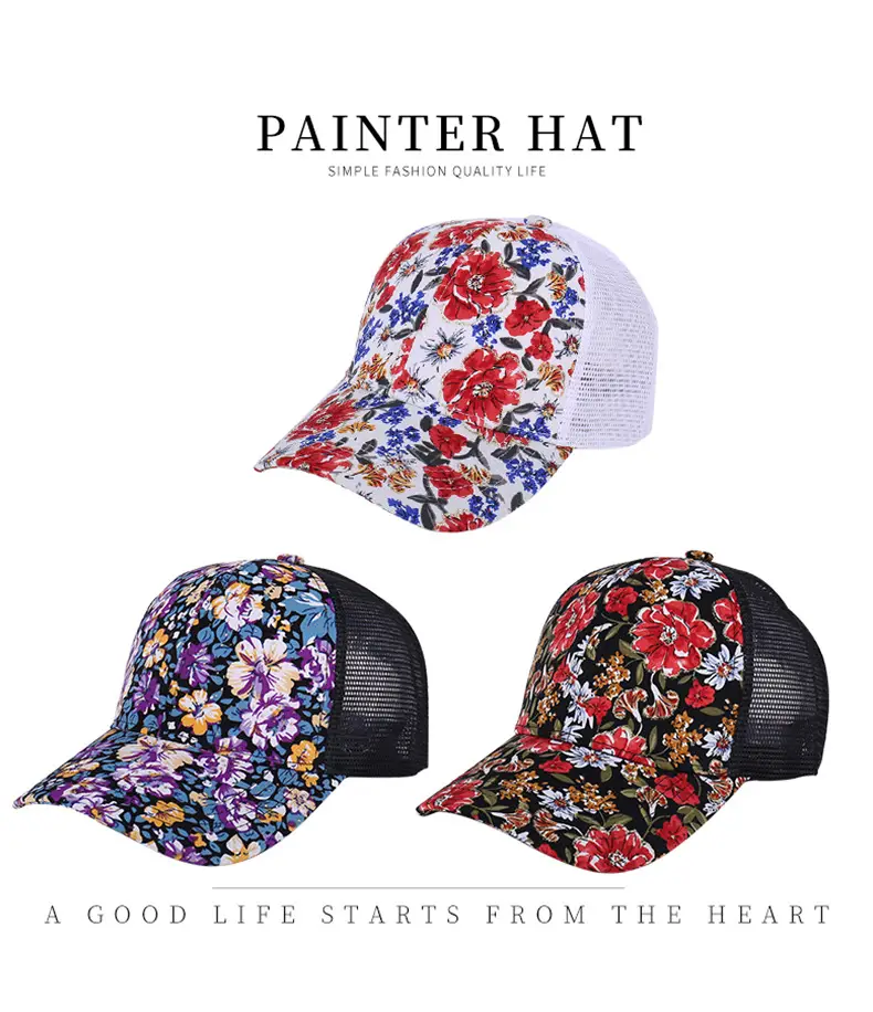 Floral Mesh Baseball Cap Retro Casual Sunhat — feature 37