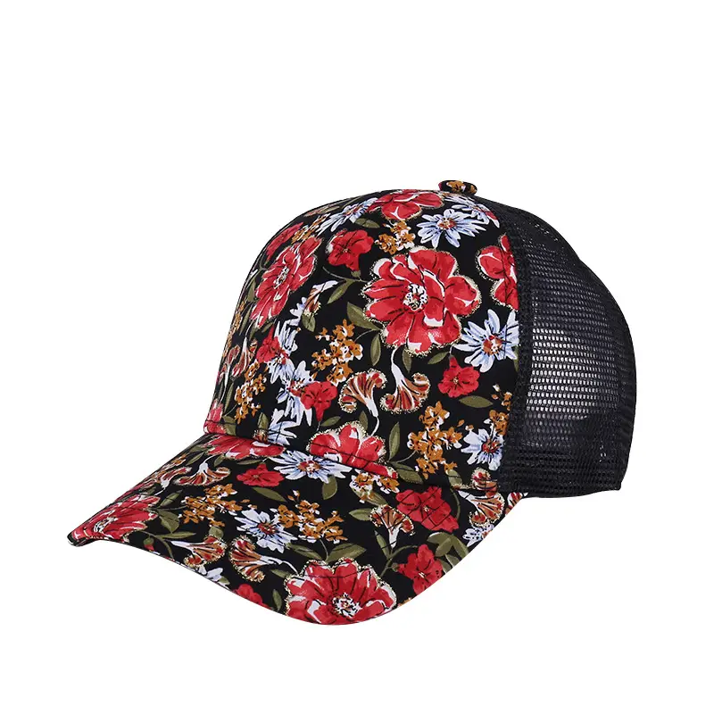 Floral Mesh Baseball Cap Retro Casual Sunhat