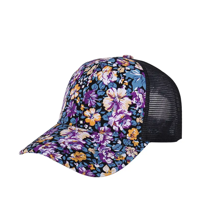 Floral Mesh Baseball Cap Retro Casual Sunhat