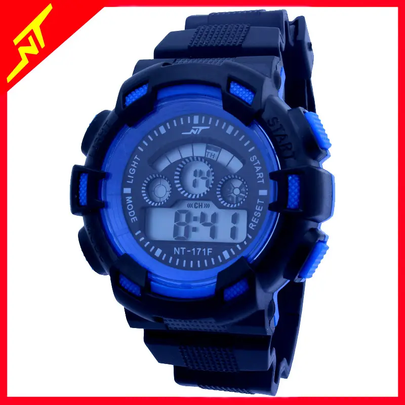 Men's Digital Watch Blue Black Military Style — feature 3