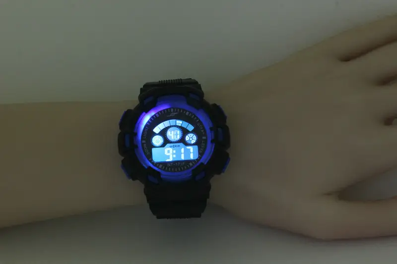 Men's Digital Watch Blue Black Military Style — feature 8
