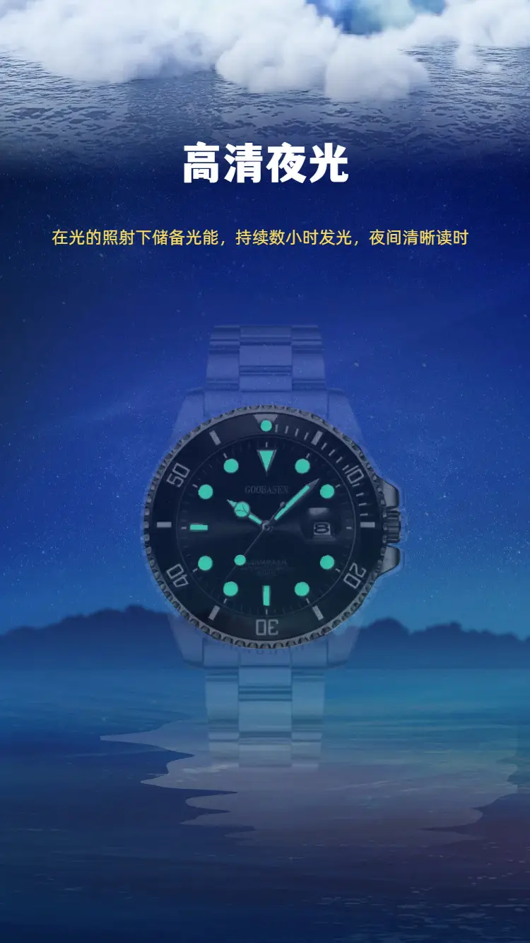 Gubaisen Men's Water Resistant Chronograph Watch with Calendar — feature 6