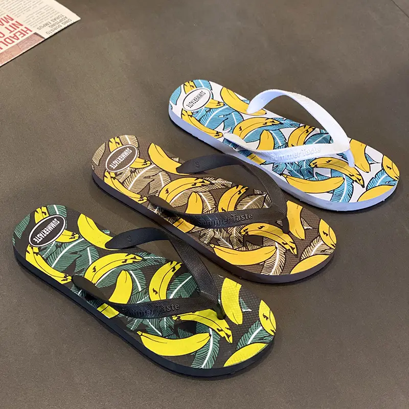 Anti-Slip Banana Print Flip Flops for Men