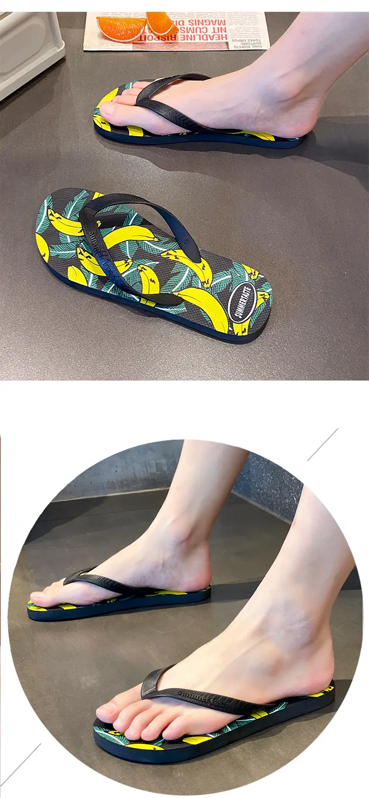 Anti-Slip Banana Print Flip Flops for Men — feature 13