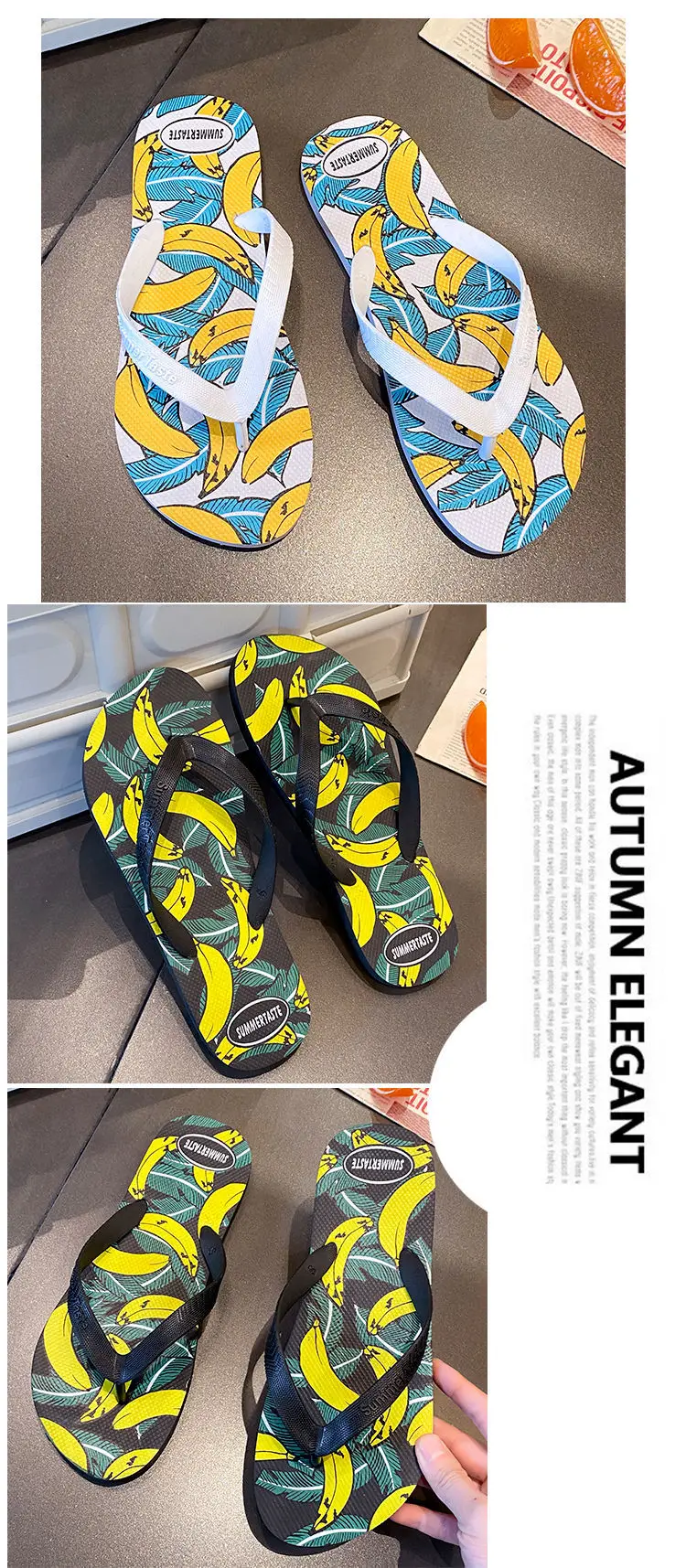 Anti-Slip Banana Print Flip Flops for Men — feature 9