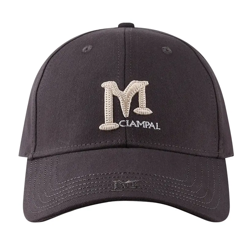 M Letter Embroidered Hard Top Baseball Cap Brown Women Spring Summer - Image 13