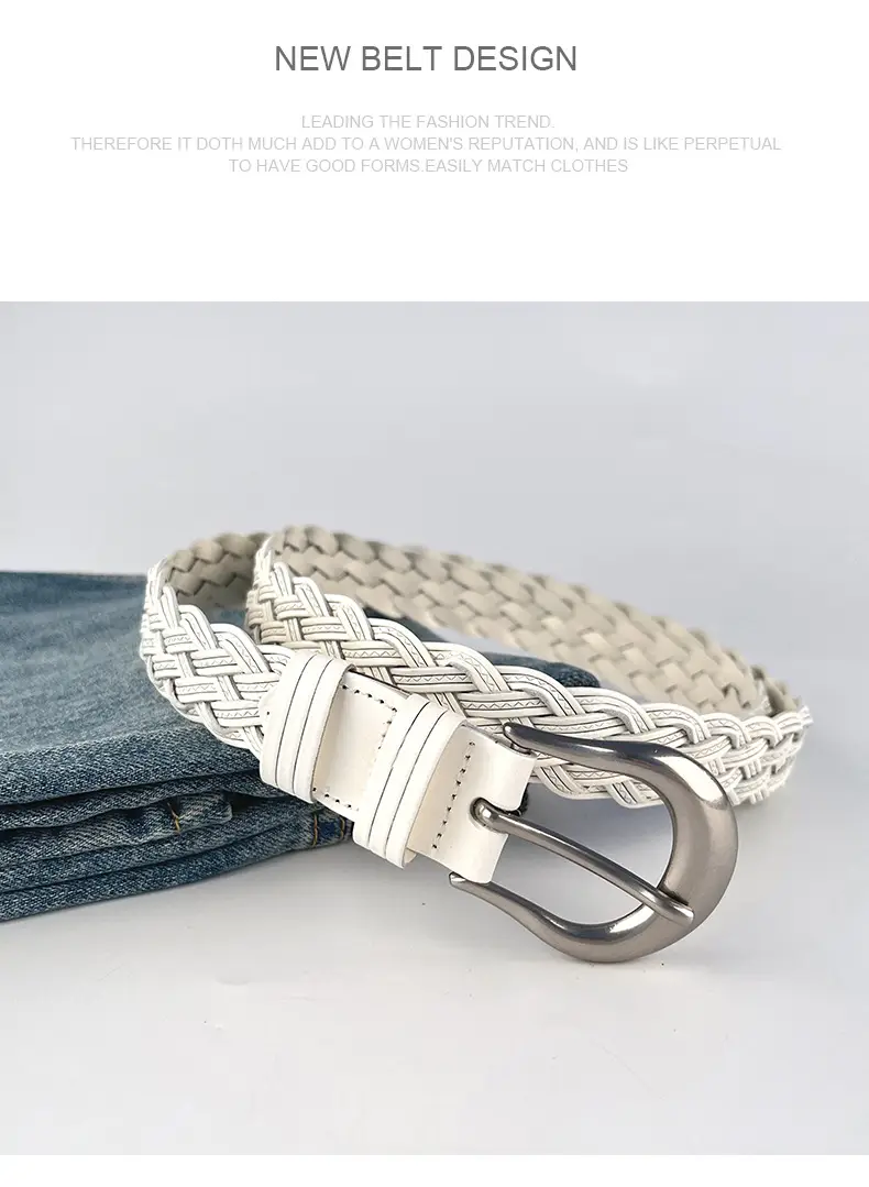 Red Braided Women's Belt for Casual Pants Jeans — feature 10