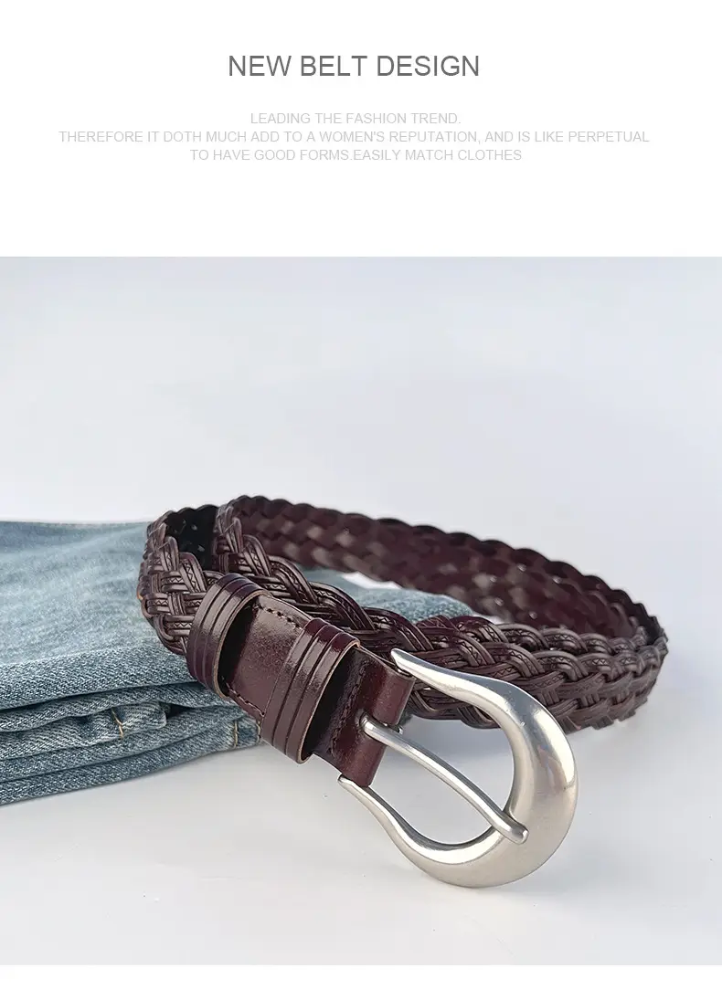 Red Braided Women's Belt for Casual Pants Jeans — feature 11