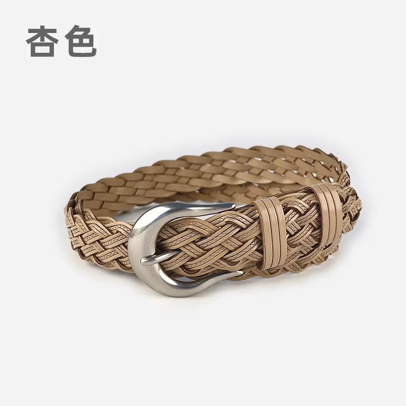 Red Braided Women's Belt for Casual Pants Jeans