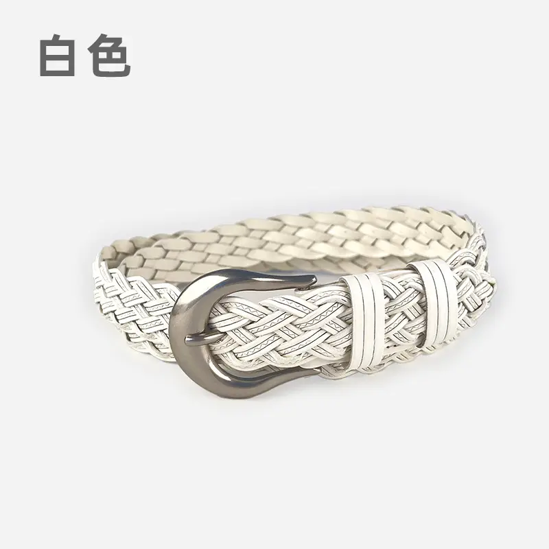 Red Braided Women's Belt for Casual Pants Jeans