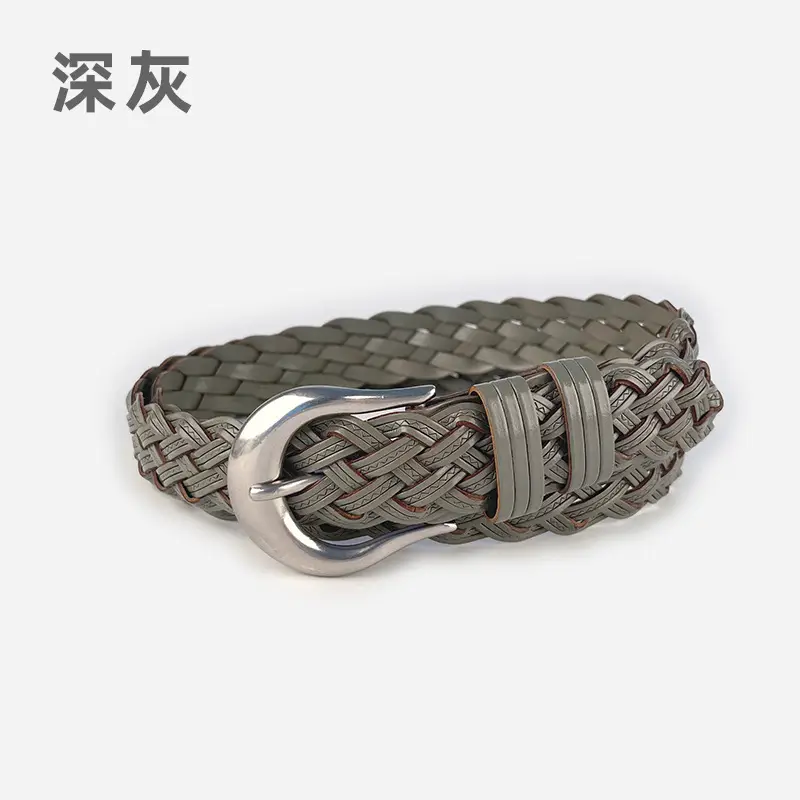 Red Braided Women's Belt for Casual Pants Jeans