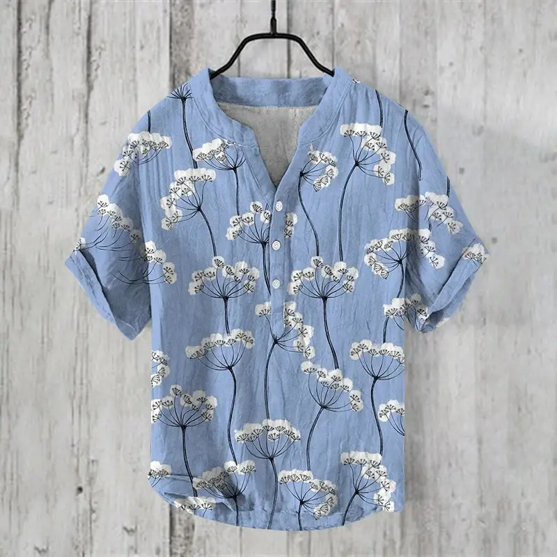 2024 Ukiyo-e Print 3-breast Shirt for Men Black - Image 6