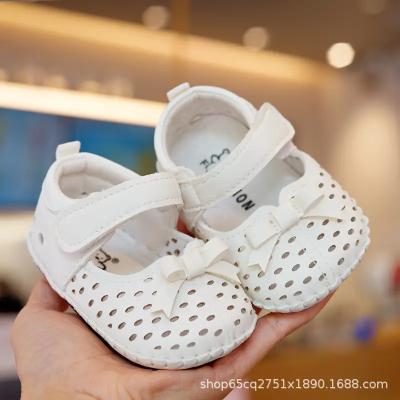 White Bow Baby Sandals 0-1 Years Non-Slip