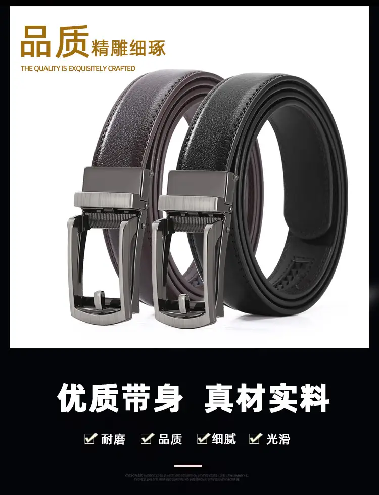 Men's Black Leather Belt with Silver Buckle — feature 2