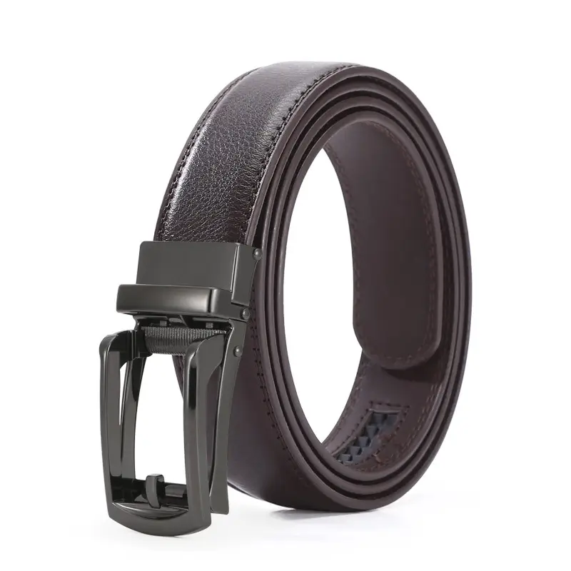Men's Black Leather Belt with Silver Buckle