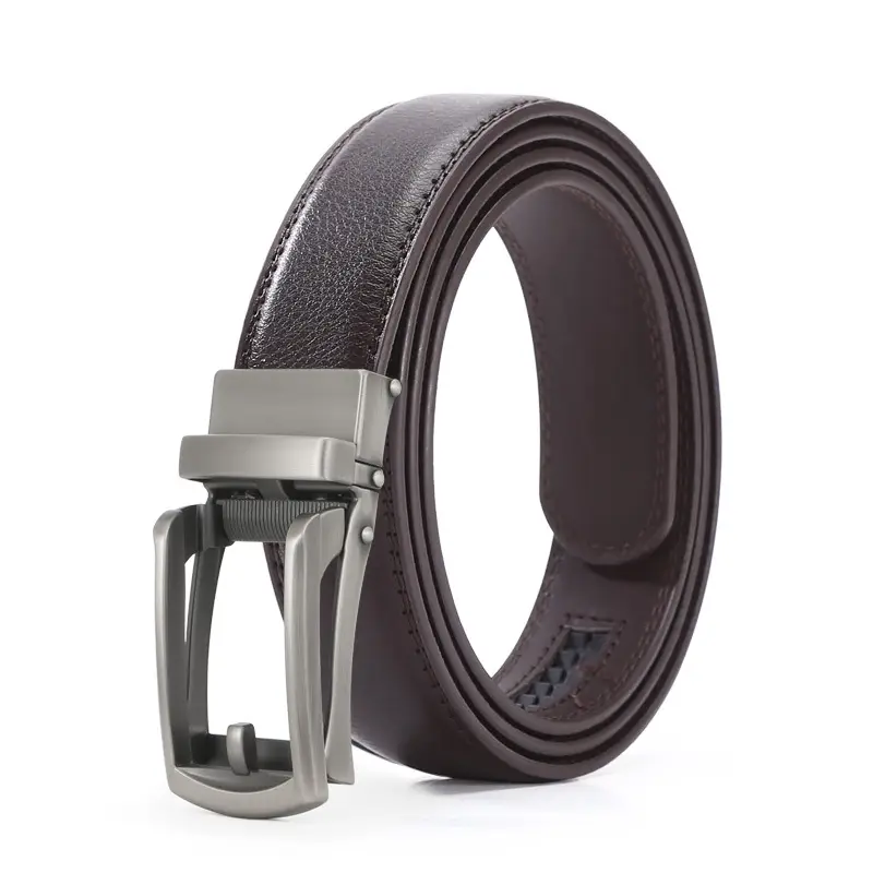 Men's Black Leather Belt with Silver Buckle