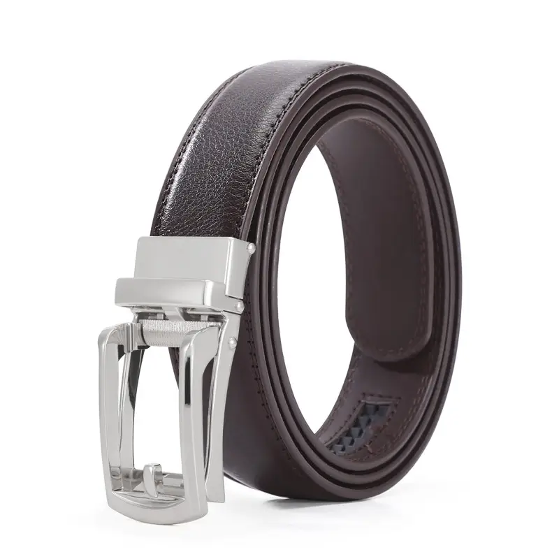 Men's Black Leather Belt with Silver Buckle