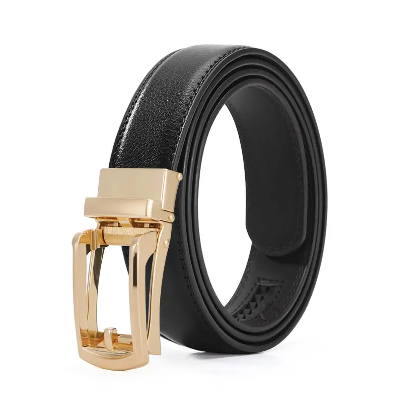 Men's Black Leather Belt with Silver Buckle