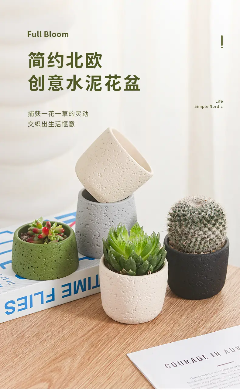 Net red mini small flowerpot cement potted simple multi-meat dried flowerpot Amazon cross-border Nordic wind manufacturers wholesale — feature 1